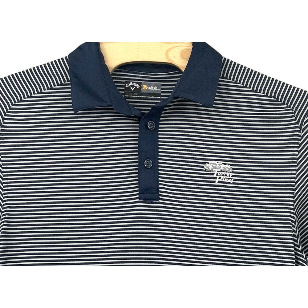 Callaway Men's Navy Striped Polo Shirt